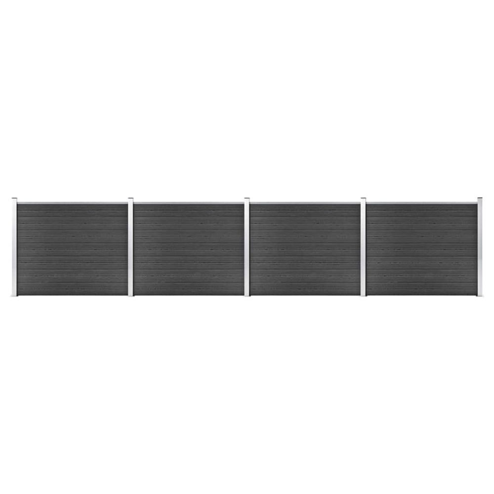 Ensemble de panneau de clôture wpc 699x146 cm gris