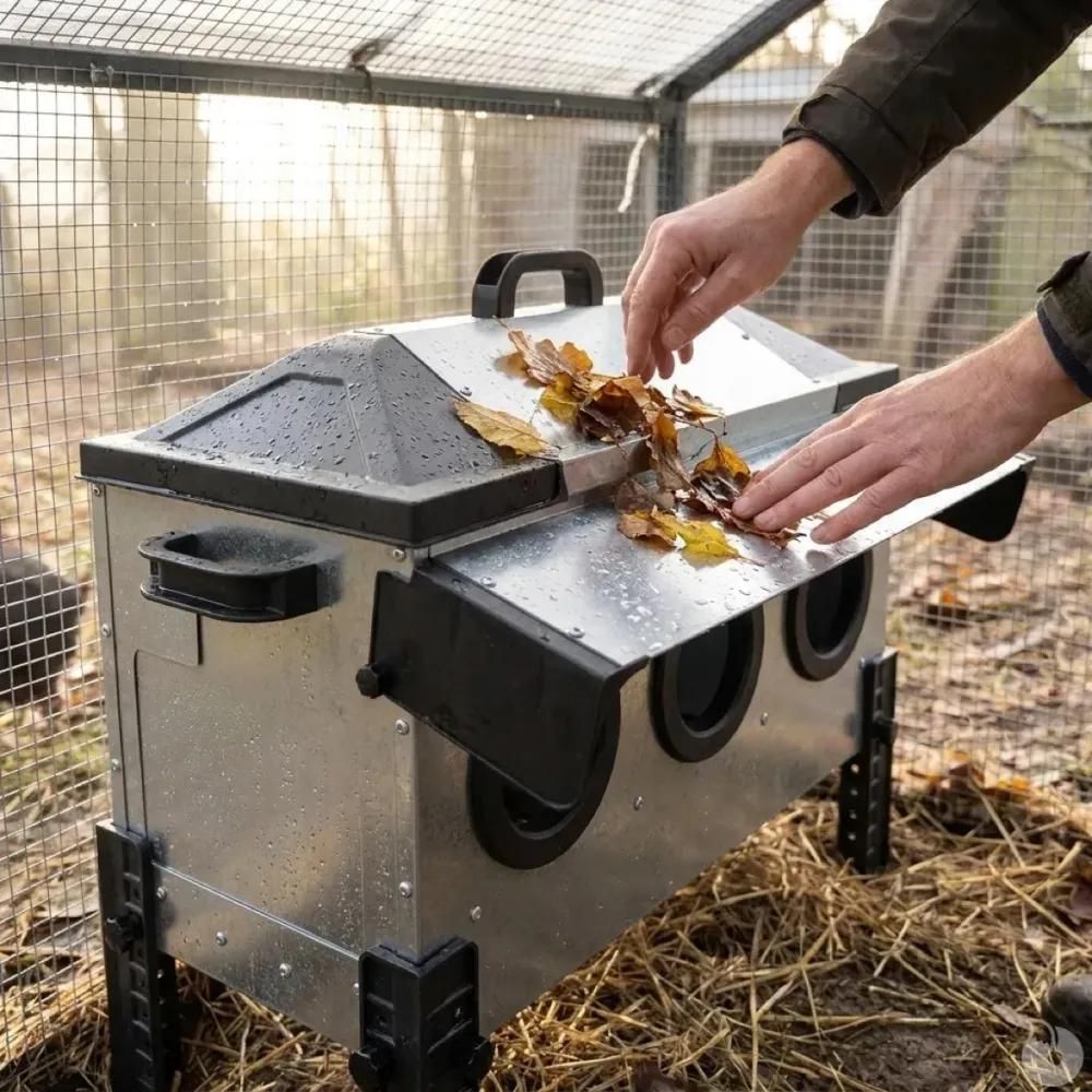Mangeoire olba robust® 18 kg à 6 ouvertures anti-gaspillage
