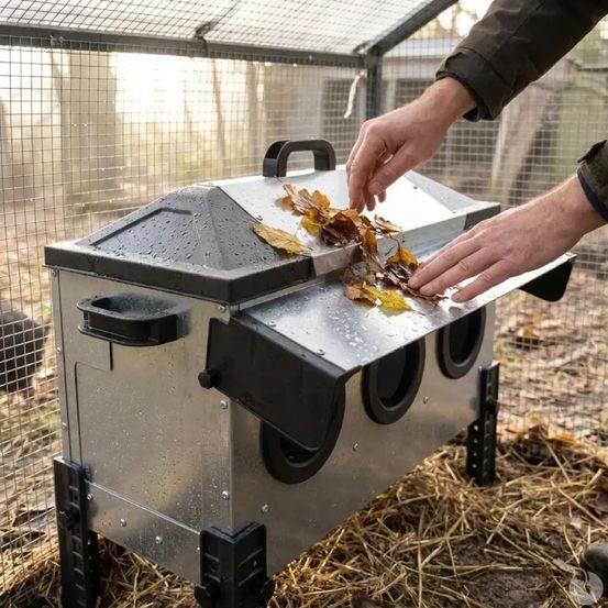 Mangeoire olba robust® 18 kg à 6 ouvertures anti-gaspillage