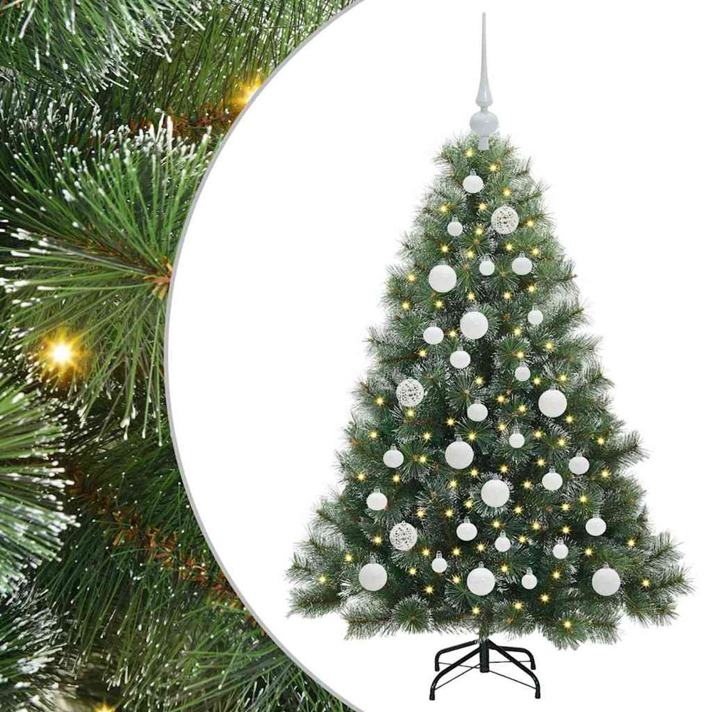 Sapin de noël artificiel avec 150 led vert 120 cm pe et pvc