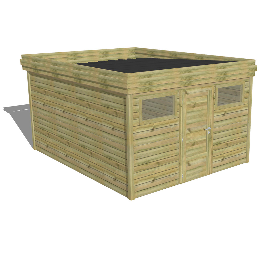 Abri de jardin bois pin traité autoclave 27mm - 3,44x4,34m / 15m2 - bac acier - abri français