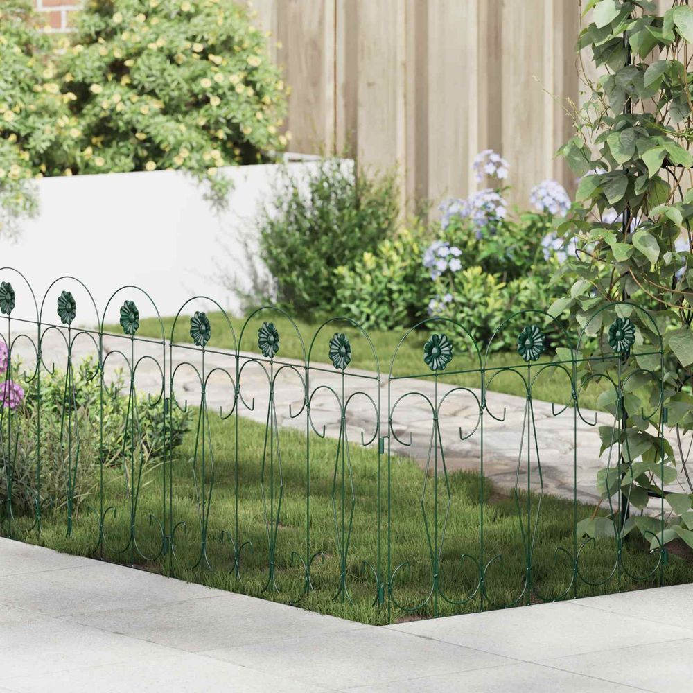 Clôture de jardin acier pour plantes grimpantes support croissance 5 pièces vert
