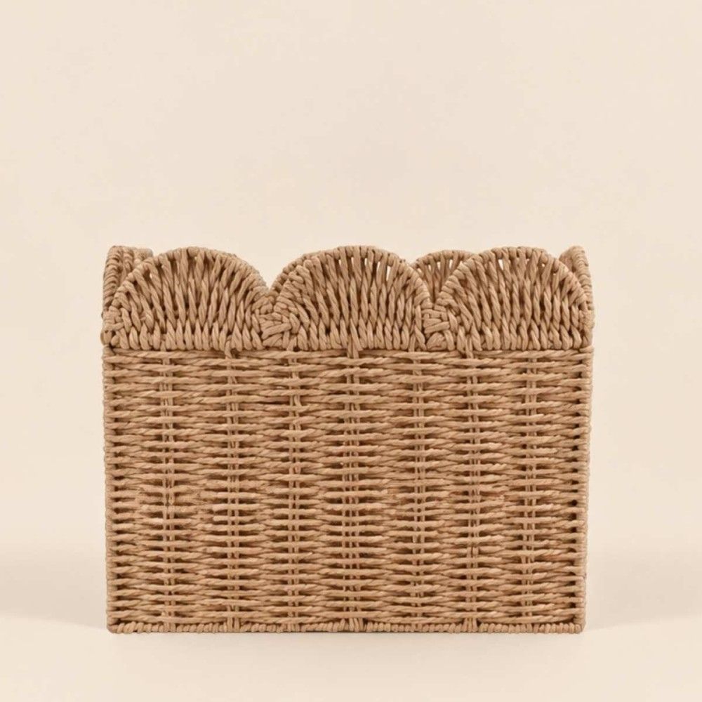 Panier carré en corde de papier festonné 30cm