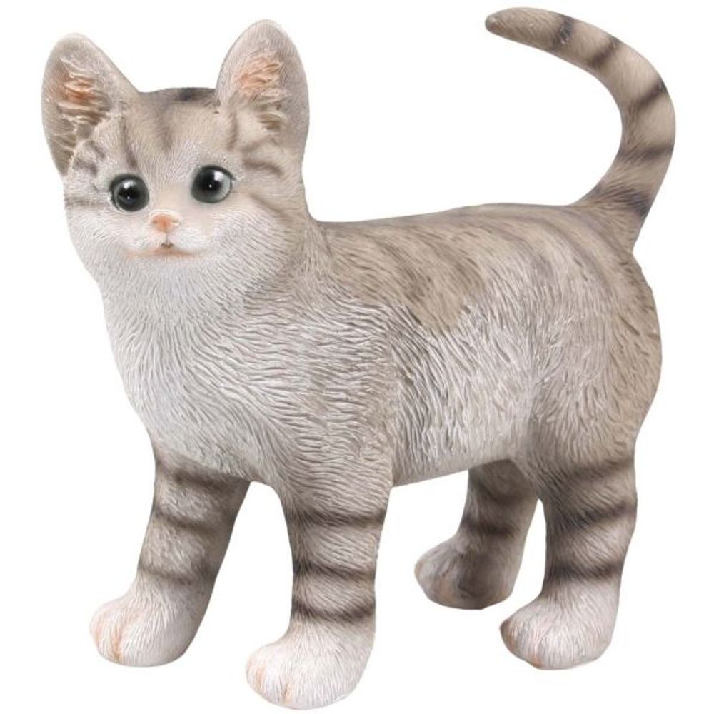 Chat gris debout en résine 21x9x20 cm