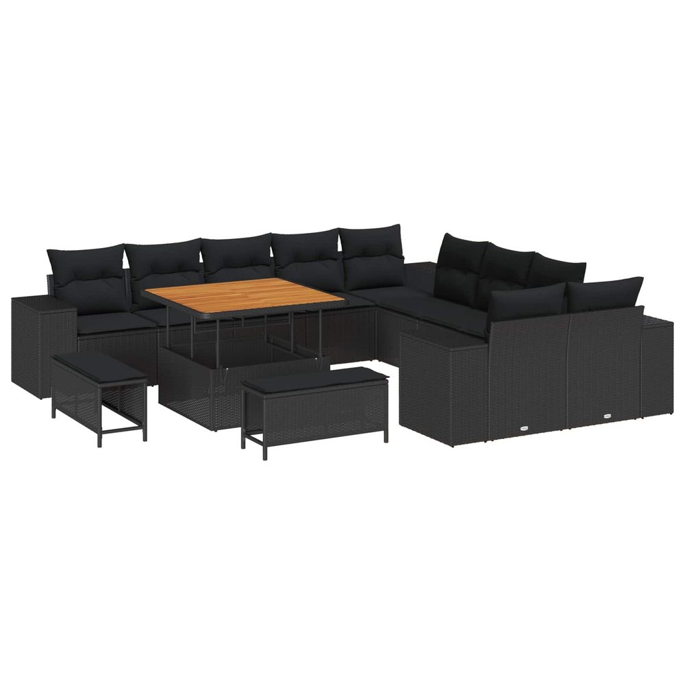Ensemble de canapé de jardin 13 pc noir polyrotin