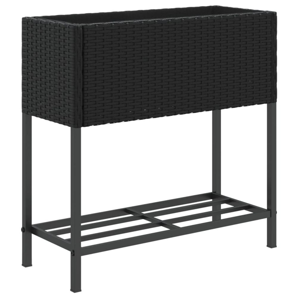 Jardinière d'extérieur avec étagère noir résine tressée