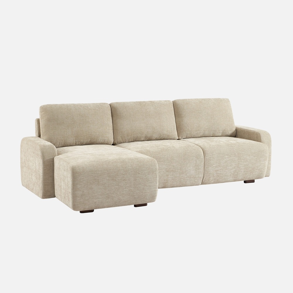 Canapé d'angle gauche 3 places tissu l 260 x p 88 / 139cm / x h 87cm - dany