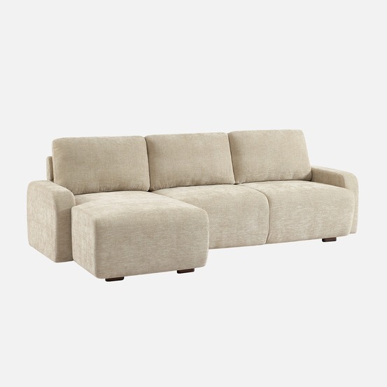 Canapé d'angle gauche 3 places tissu l 260 x p 88 / 139cm / x h 87cm - dany