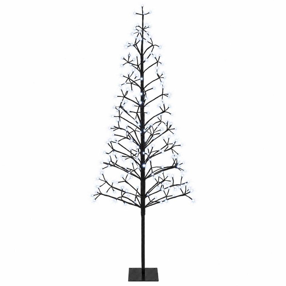 Sapin de noël lumineux led noir 180 cm acier 196 led