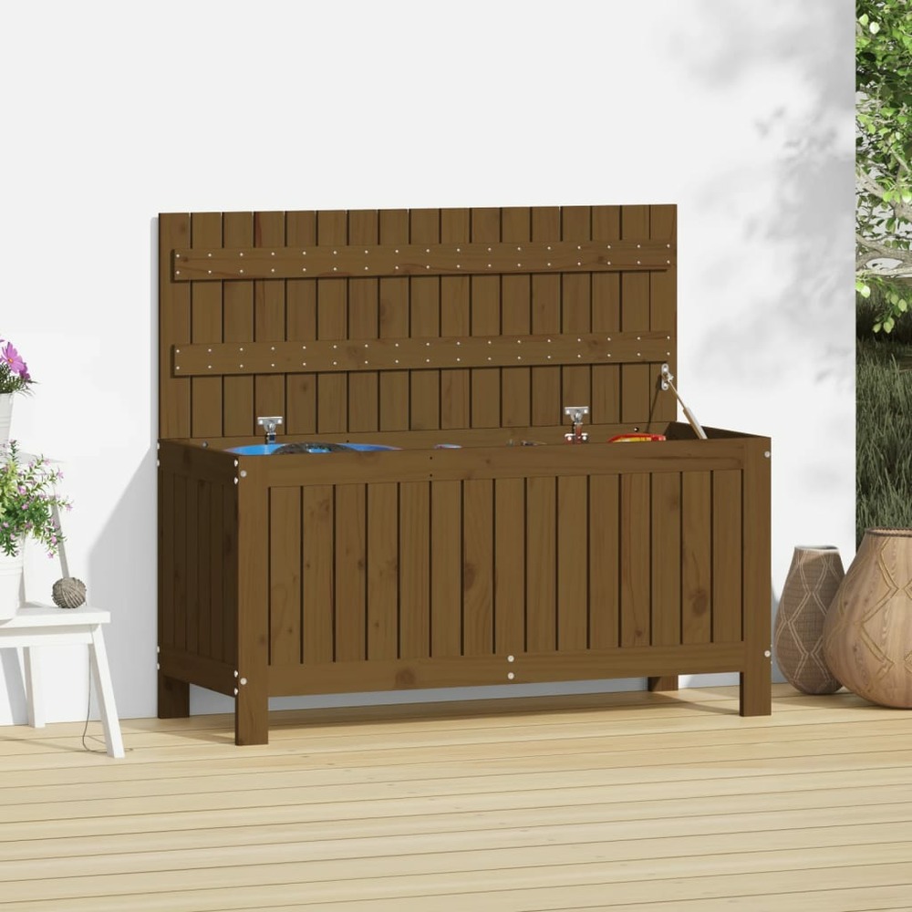 Boîte de rangement de jardin marron miel 108x42,5x54cm bois pin