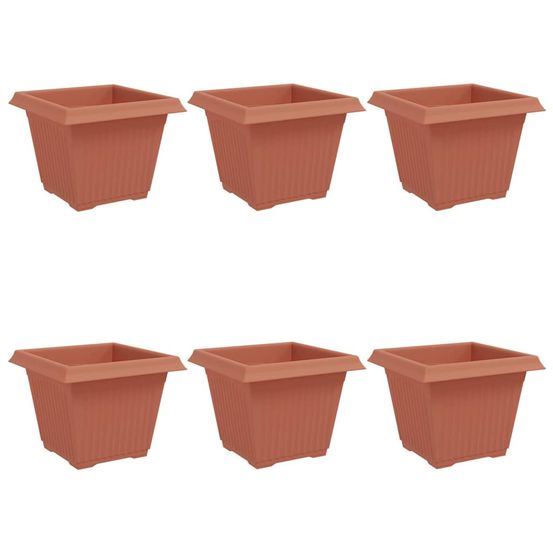 Pot de fleurs carré 6 pc rouge brique 28,5 x 28,5 x 22 cm