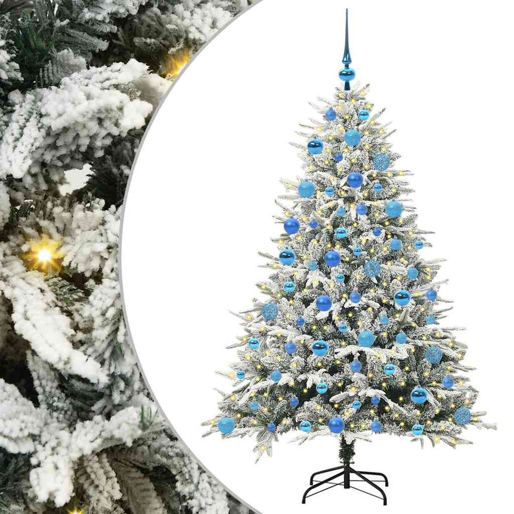 Sapin de noël artificiel pré-éclairé avec set de boules 180 cm