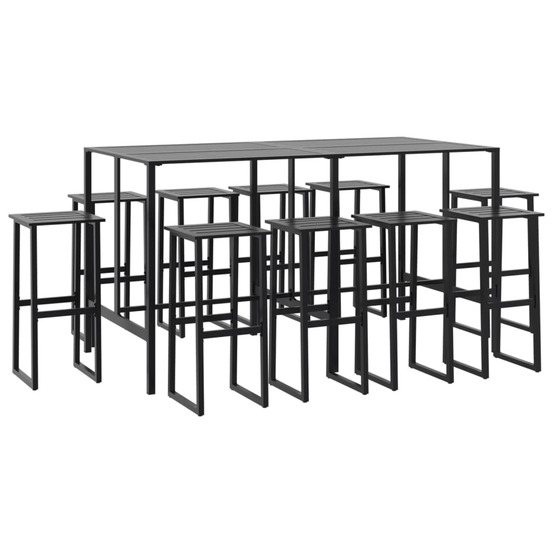 Ensemble de bar de jardin 11 pcs noir acier enduit de poudre