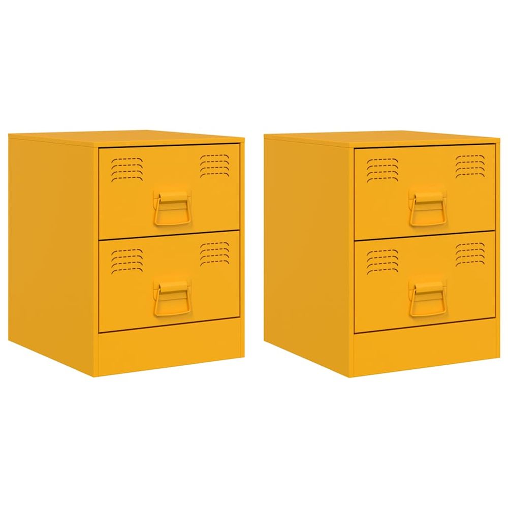 Tables de chevet 2 pcs jaune 34,5x39x44 cm acier