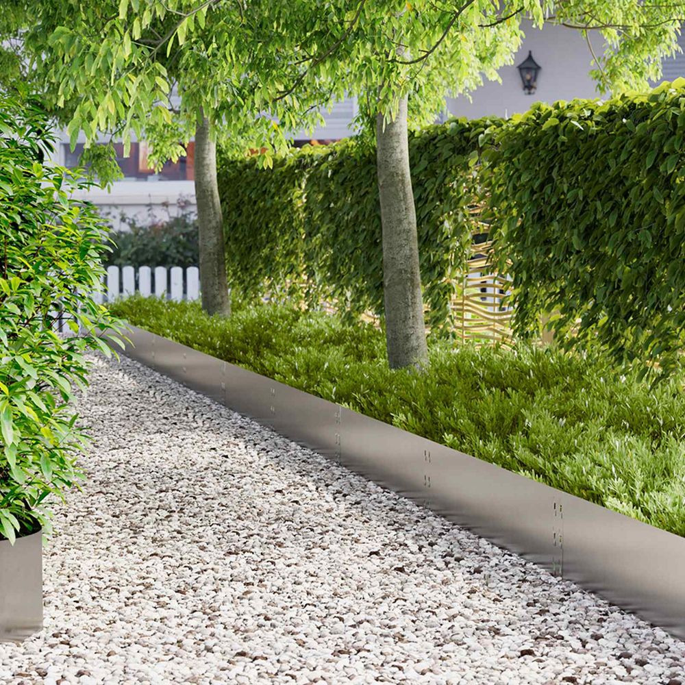 Délimitation parterre acier extérieur séparation claire de pelouse 100x30cm argenté