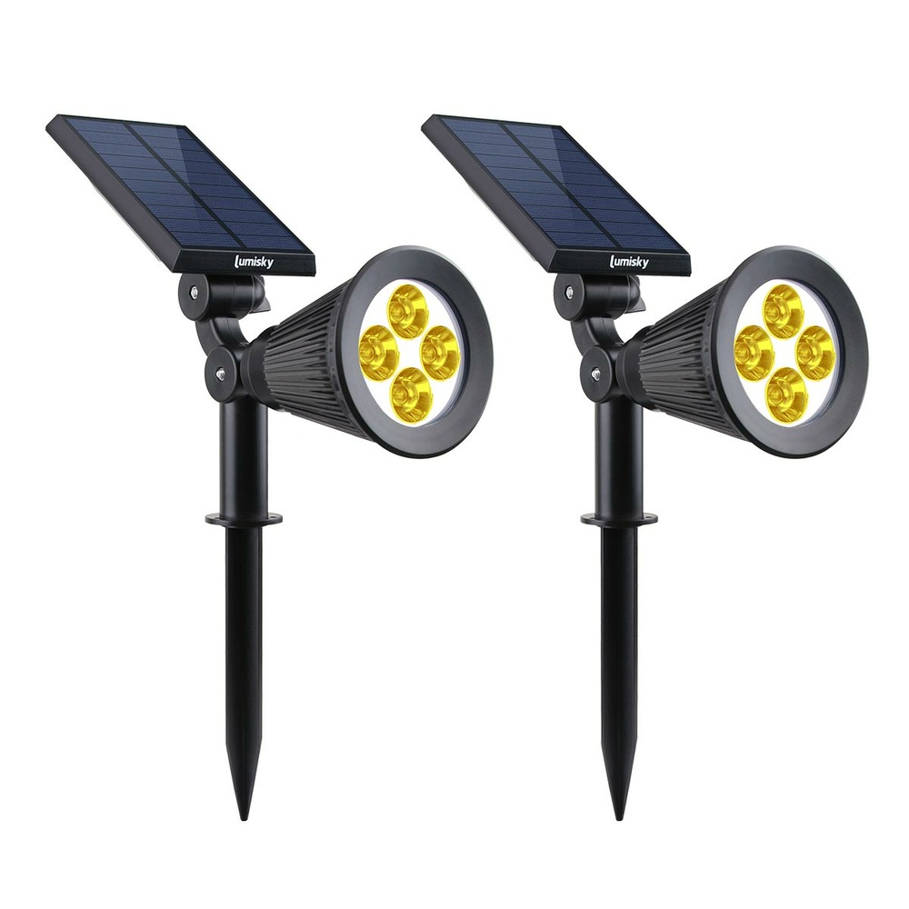 Lot de 2 spots solaires projecteurs spiky warm noir plastique 100lm