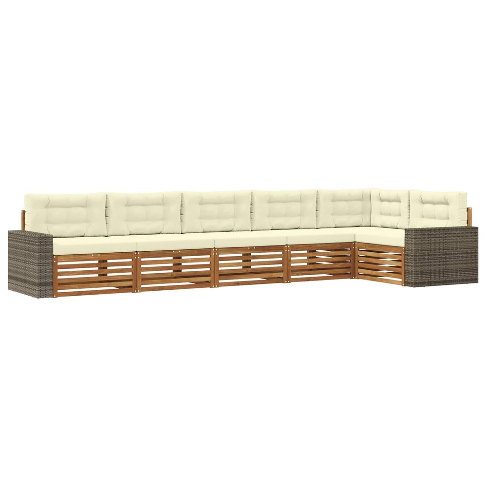 Ensemble de canapés d'extérieur 6 pc naturel et crème polyester