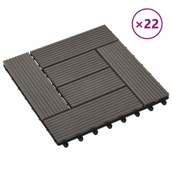 Carreaux de terrasse 22 pcs 30 x 30 cm 2 m² wpc marron foncé