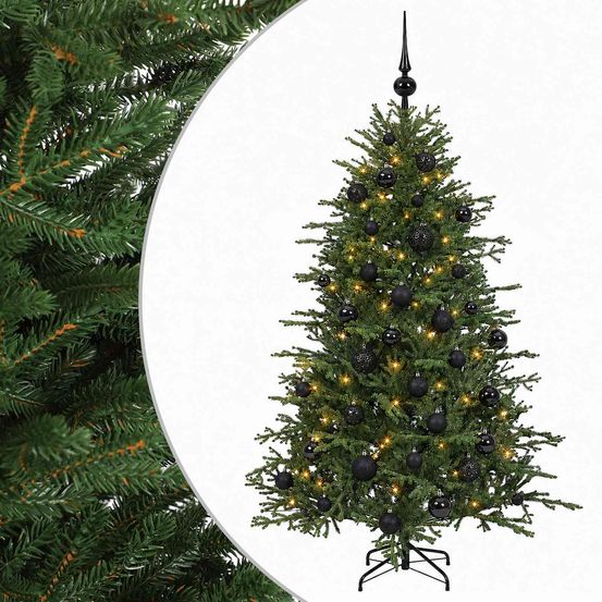 Sapin de noël artificiel avec boules 120 cm 150 led blanc chaud