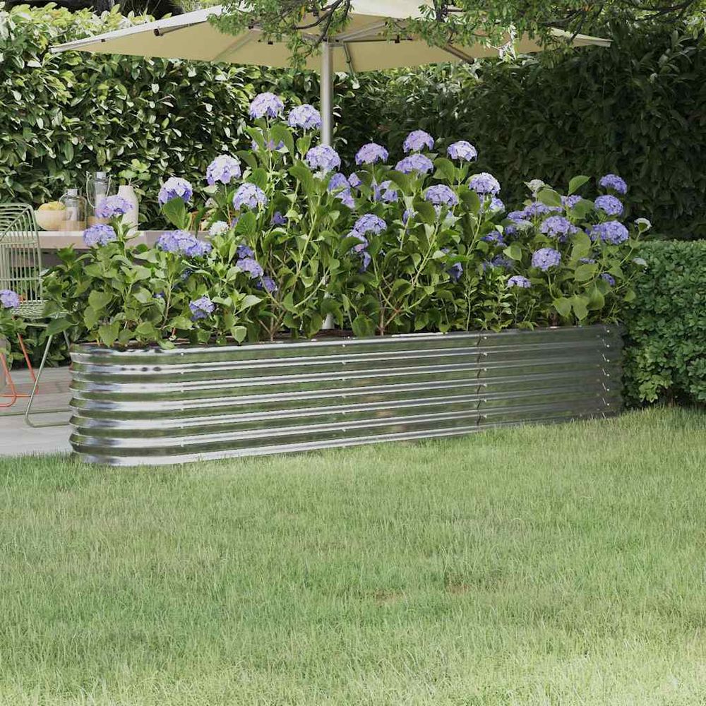 Très grand potager surélevé acier galvanisé argenté 224x40x36 cm