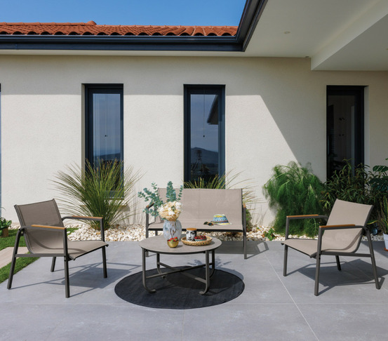 Salon de jardin - 4 places - gris - perth gris