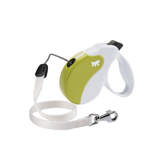 Laisse rétractable pour chiens amigo cord medium, cordon rétractable, 5 mètres, max 25 kg, blanc