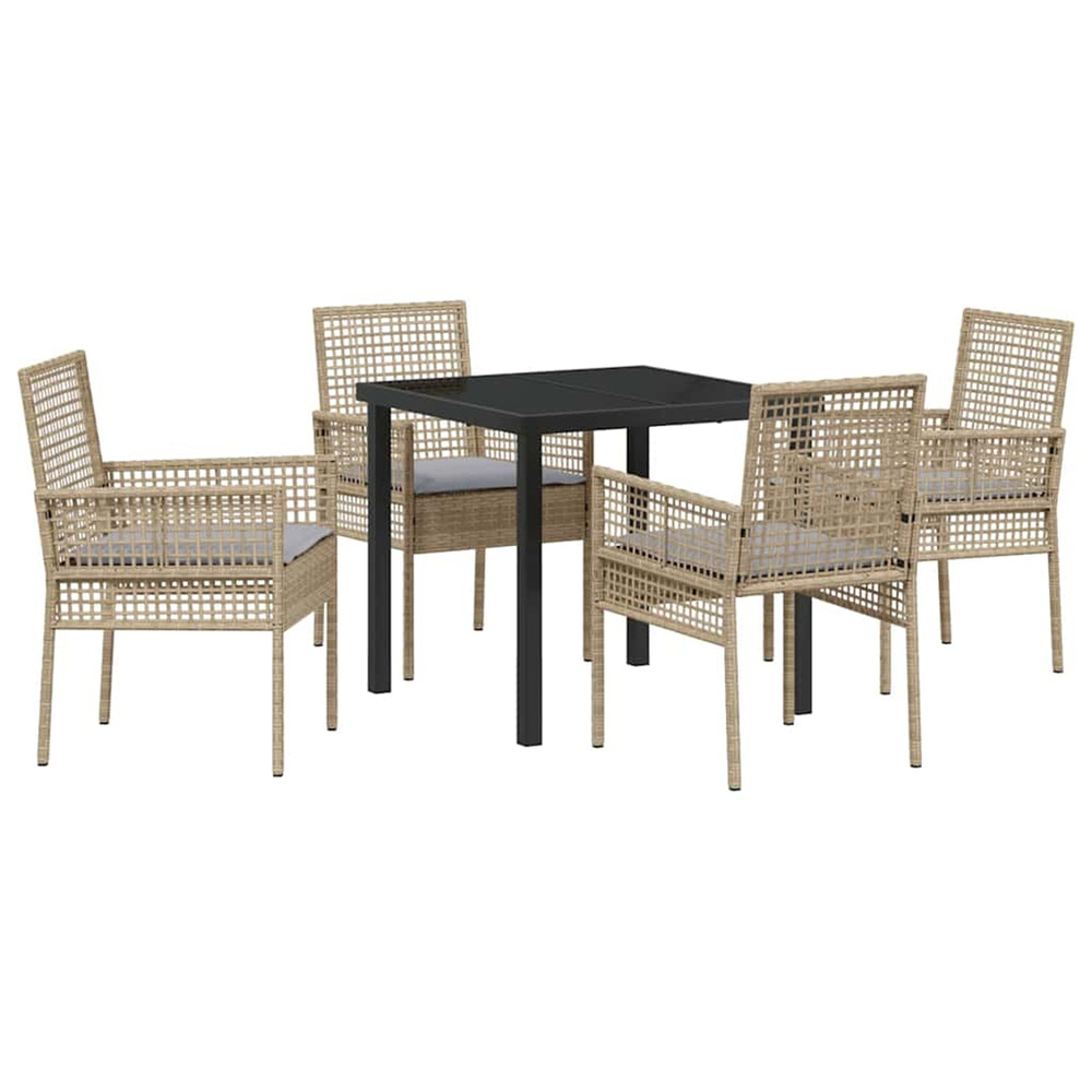 Ensemble de salle à manger pour jardin 5 pcs beige polyrotin