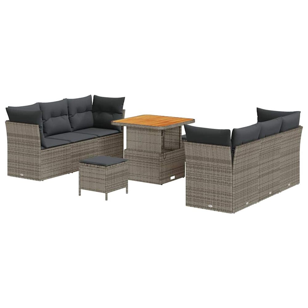 Ensemble de canapé de jardin 9 pc gris polyrotin