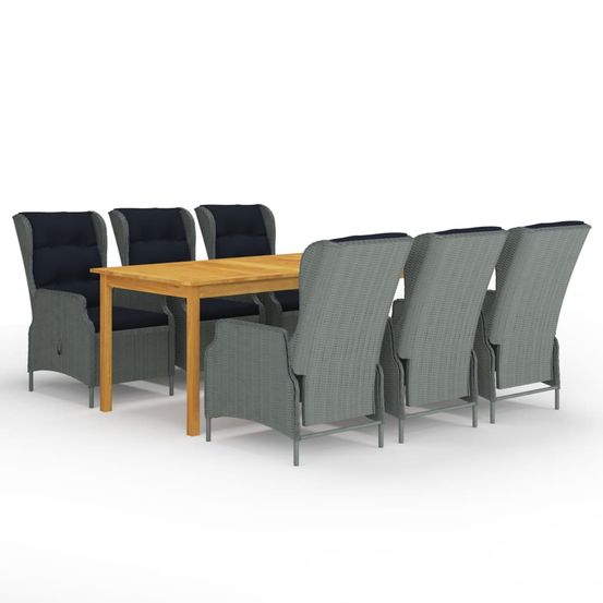 Ensemble à manger de jardin 7 pcs gris clair