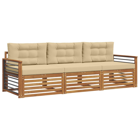 Ensemble de canapés d'extérieur 3 pcs naturel et beige