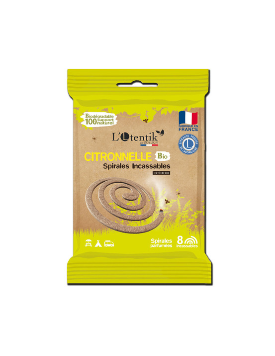 Spirales anti moustique citronnelle bio en sachet de 8 - otentik