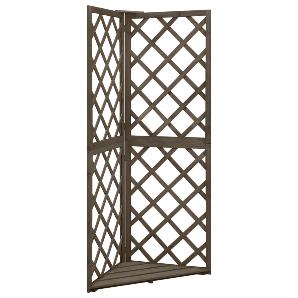 Treillis d'angle gris 50x50x145 cm bois de sapin massif