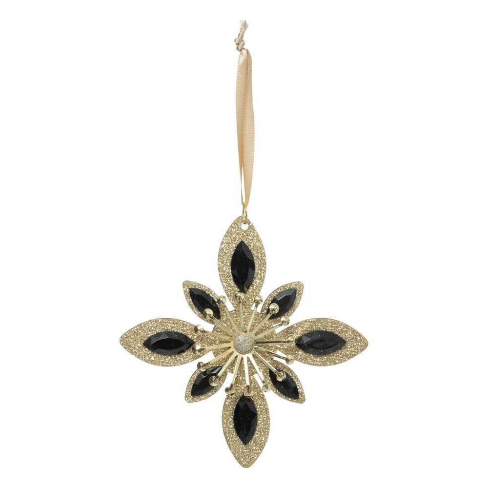 Décoration de sapin en bois étoile noir or 12cm