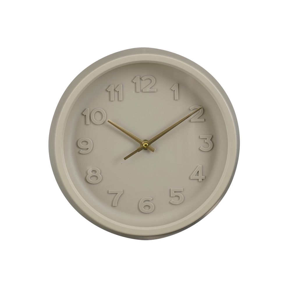 Mica decorations ting horloge murale ø27 cm - horloge grise avec chiffres 3d - design minimaliste avec aiguilles dorées -