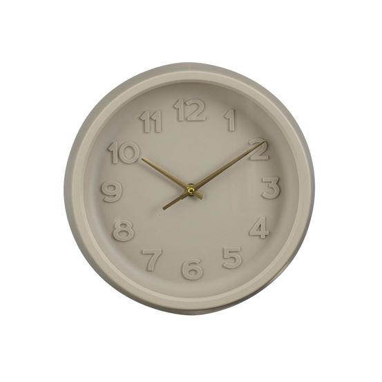 Mica decorations ting horloge murale ø27 cm - horloge grise avec chiffres 3d - design minimaliste avec aiguilles dorées -