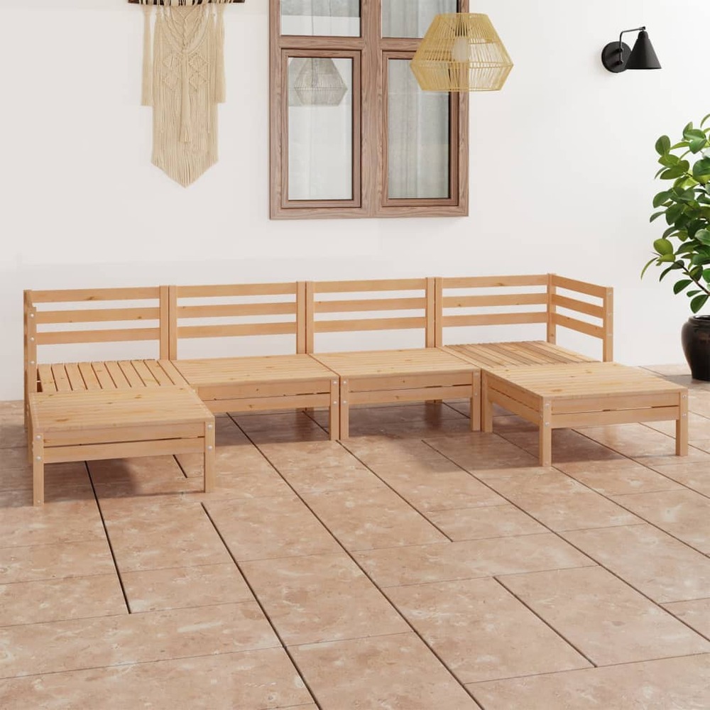 Salon de jardin 6 pcs bois de pin massif