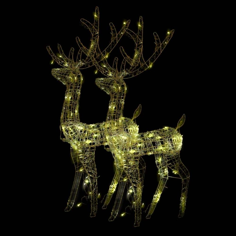 Décorations de noël de renne acrylique 2 pcs 128 cm blanc chaud
