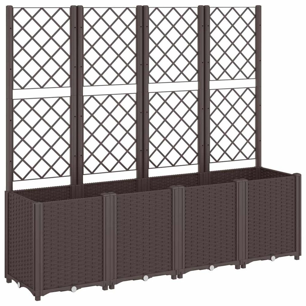 Jardinière d'extérieur avec treillis marron 160x40x140 cm pp