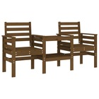Banc de jardin avec table 2 places brun miel bois massif de pin