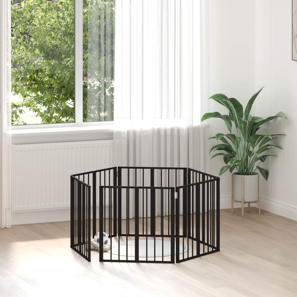 Parc à enclos chien acier galvanisé intérieur pliable 6 panneaux 362cm noir