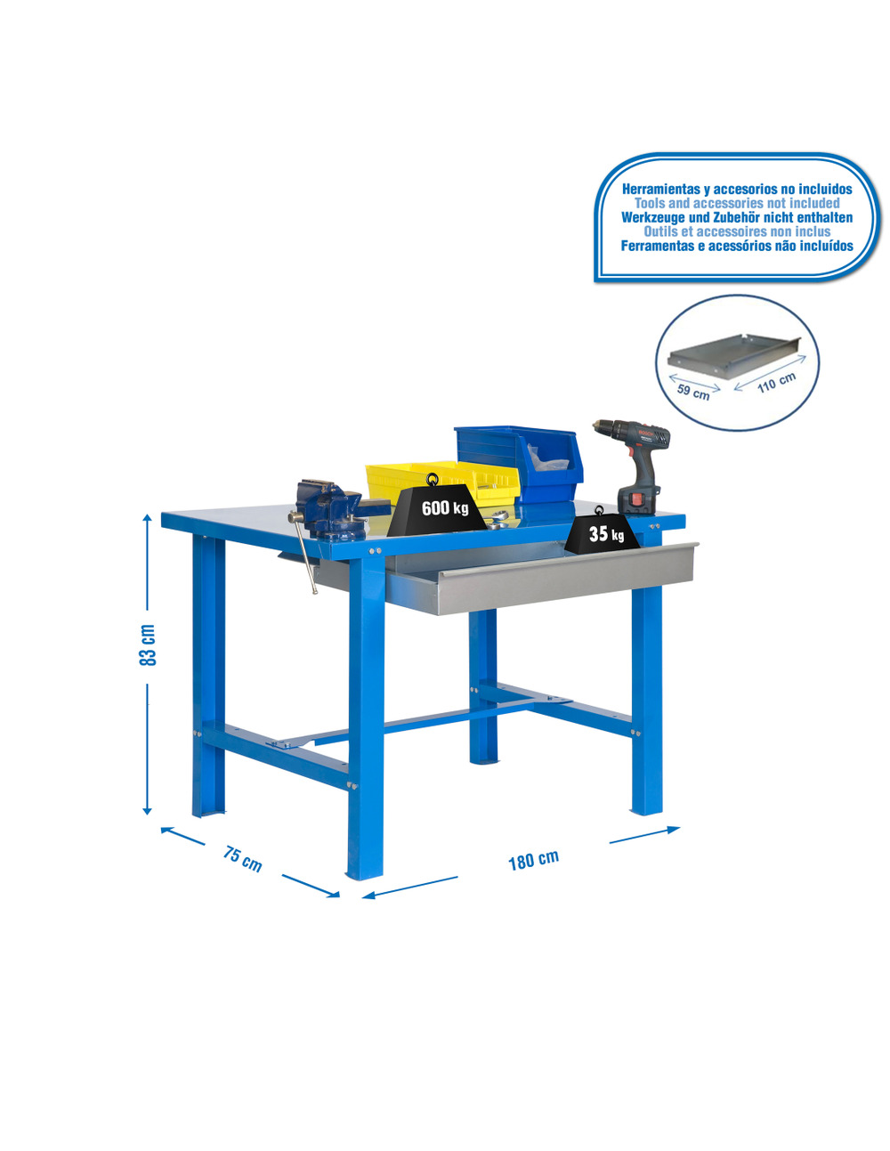 Etabli simonwork bt6 metal 1box 1800x735 bleu bleu 830x1800x730 - simonrack