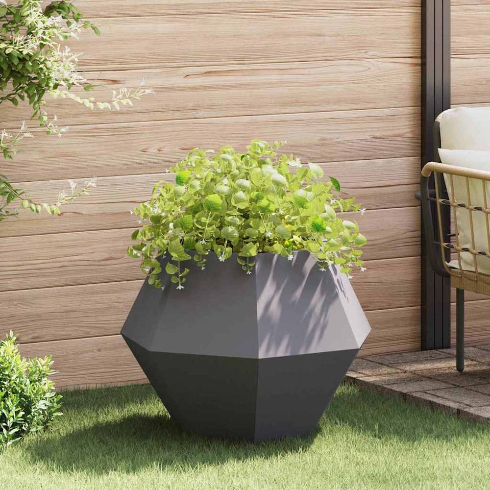 Jardinière carrée en acier pour jardin terrasse 75x75x60 cm noir