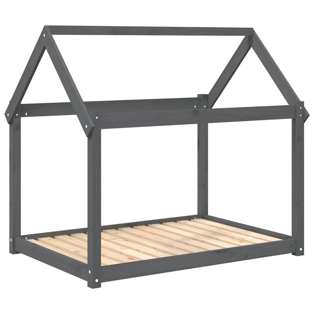 Lit pour chien gris 111x80x100 cm bois de pin solide