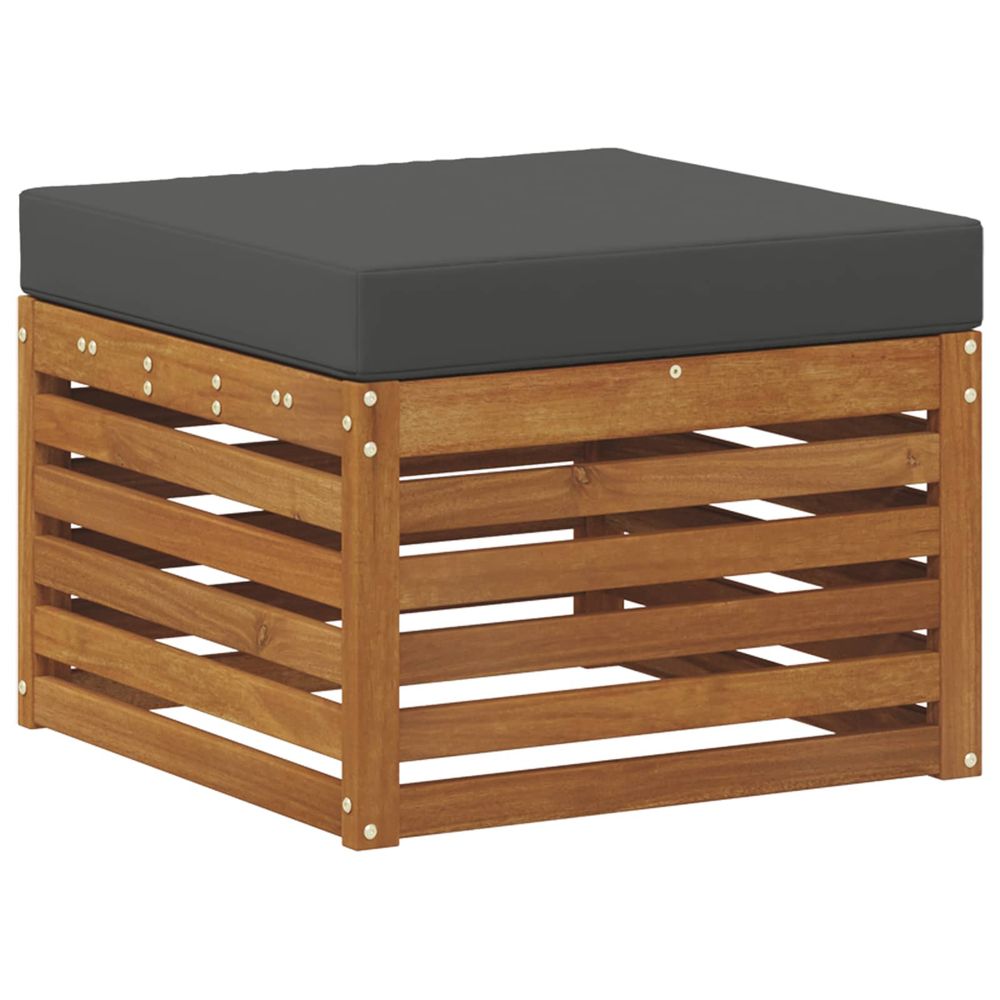 Pouf d'extérieur bois d'acacia massif naturel