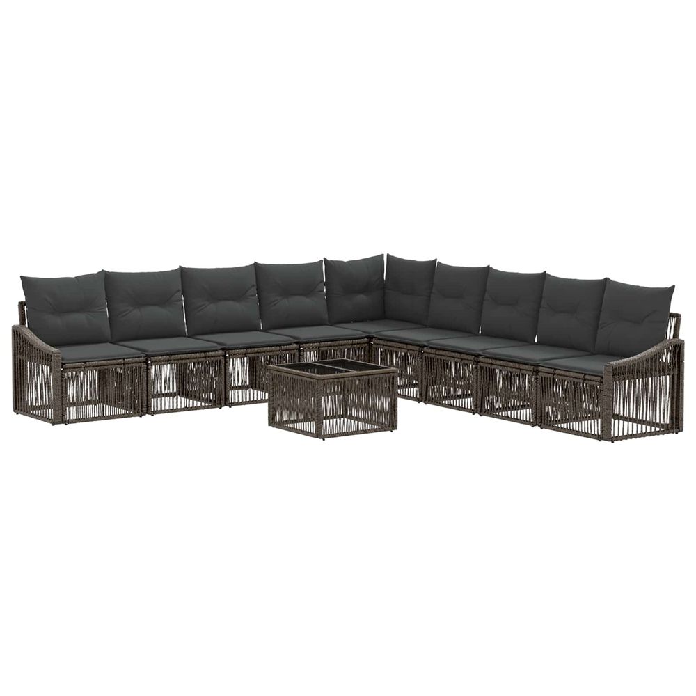 Ensemble de canapé de jardin 10 pc gris polyrotin