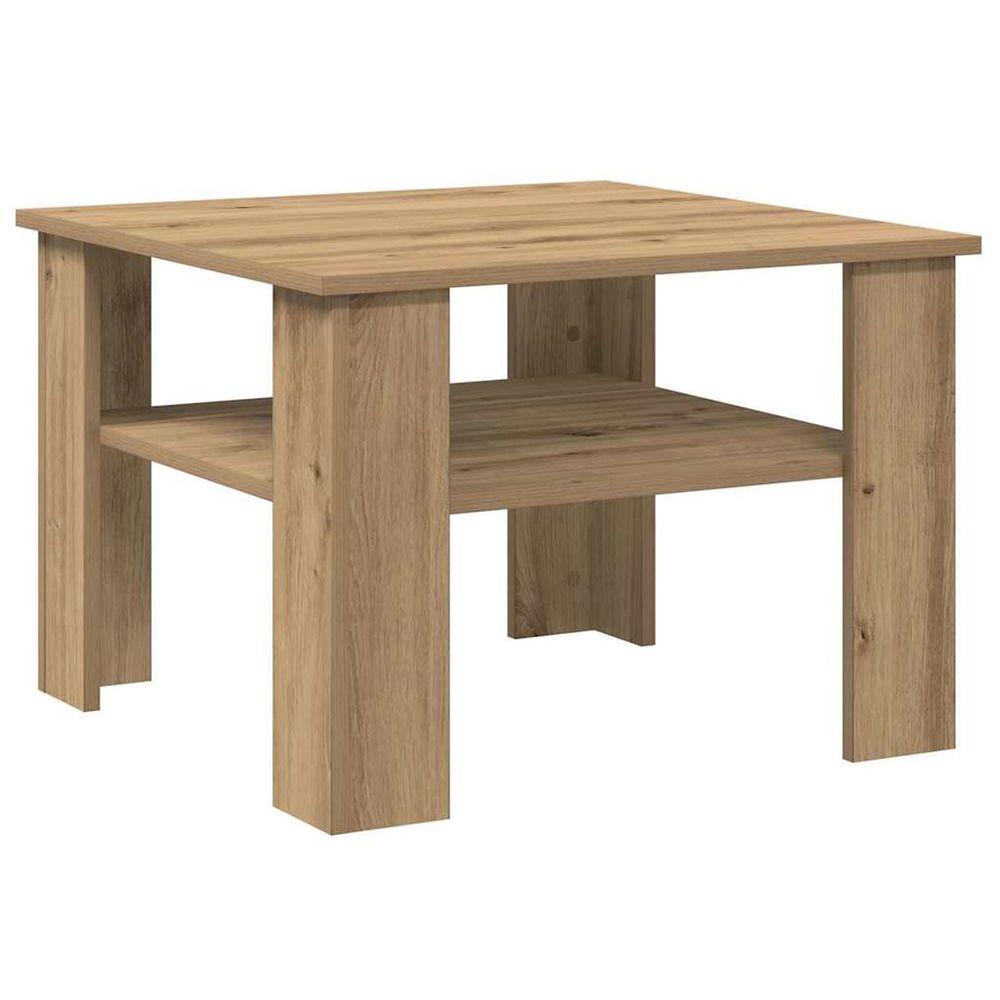 Table basse chêne artisanal 60x60x42cm bois d'ingénierie