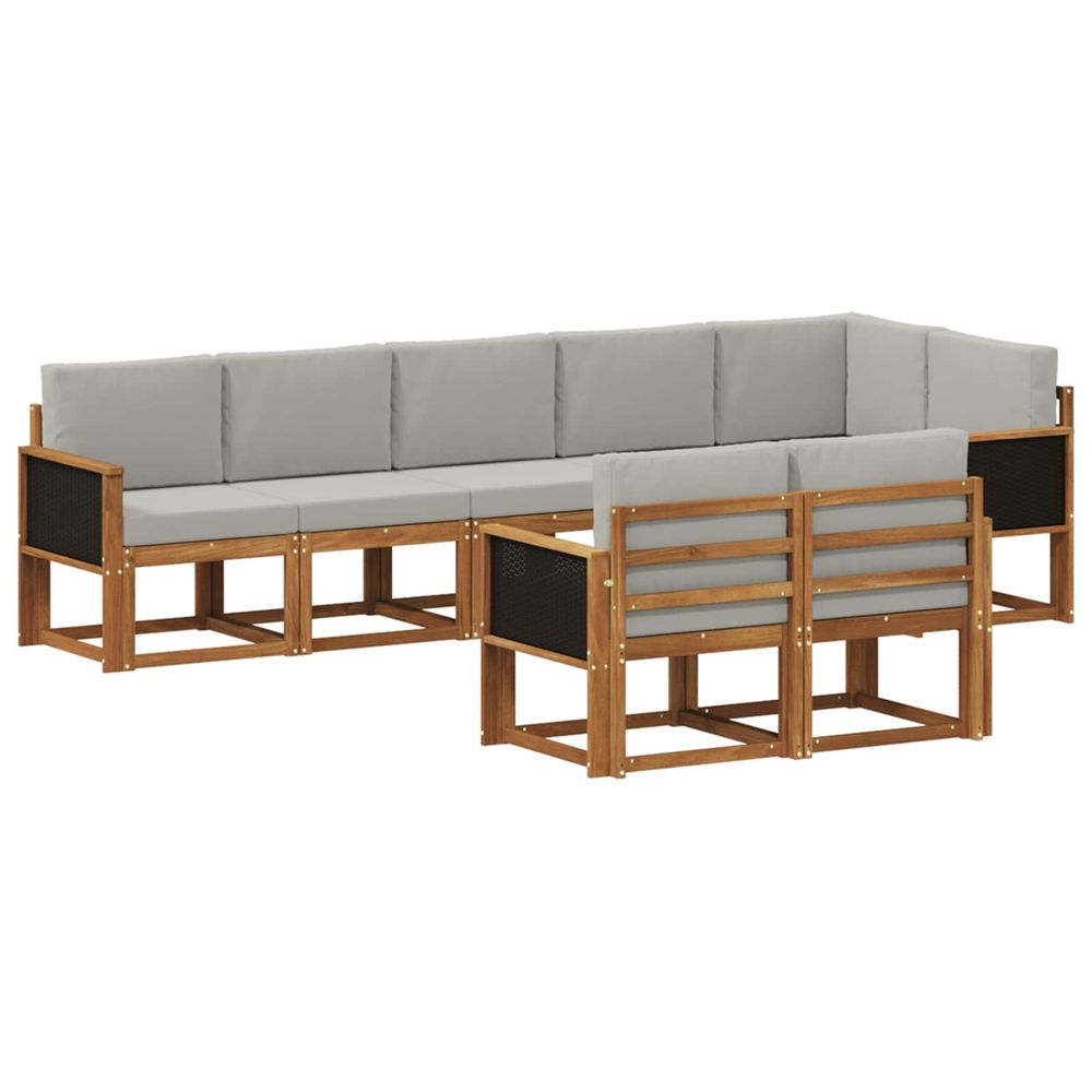 Ensemble de canapés d'extérieur 8 pc naturel et gris clair