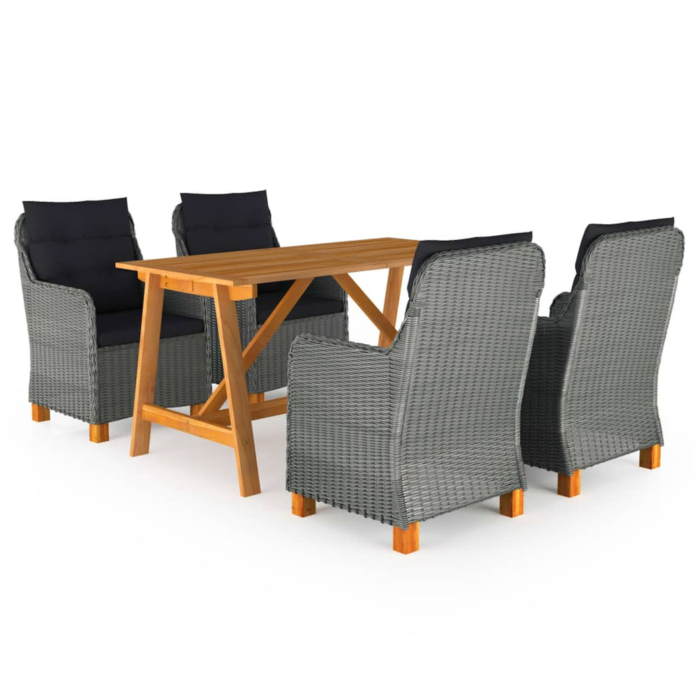 Ensemble à manger de jardin 5 pcs gris clair