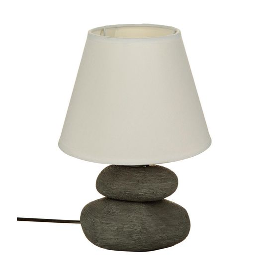 Lampe à poser en céramique striée forme galet h 30 cm