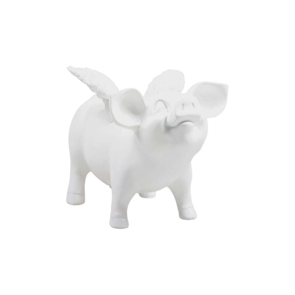 Tirelire cochon avec ailes en résine 14 x 25 x 15 cm